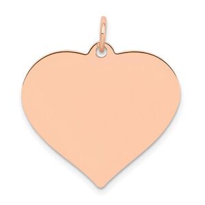 14k Rose Gold Heart Disc Pendant, 24mm